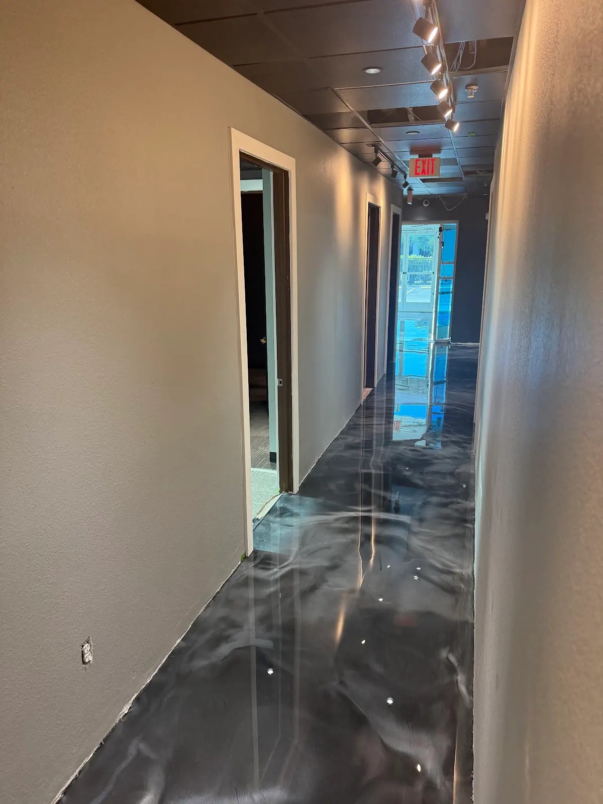 Silver Metallic Office Hallway — floor coating in Flagstaff, Arizona