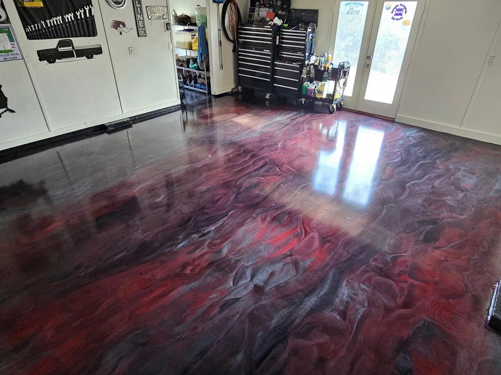 Red Metallic Workshop Floor — floor coating in Prescott Valley, Arizona